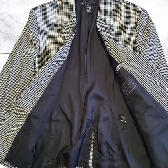 Marc Jacobs Silk Wool Check Blazer Men Sz XL White Black - Picture 3 of 8